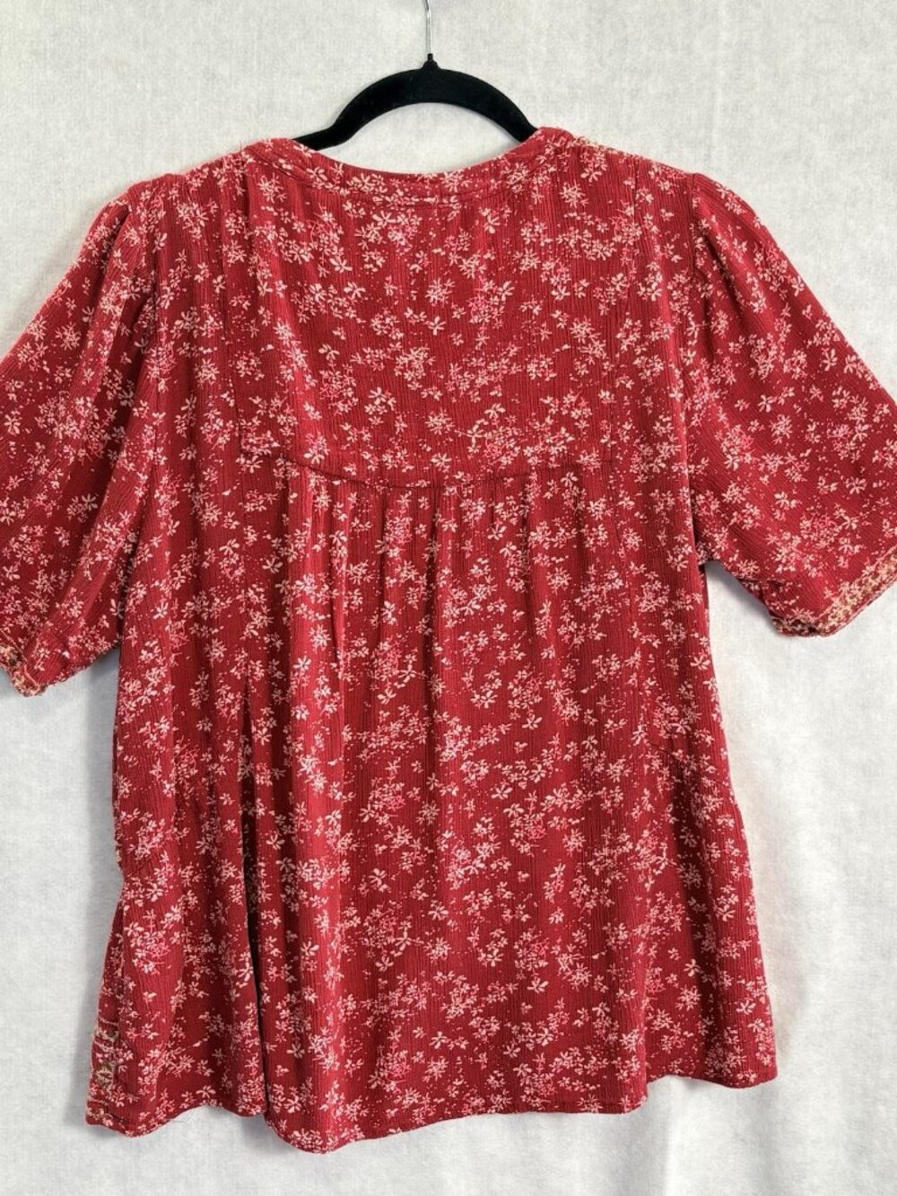 KNOX ROSE Women Crop Embroidered Short Sleeve Boxy Top Sz XXL Red Boho 14-11 - Picture 2 of 9